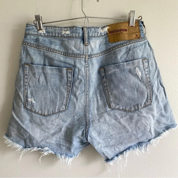 ONE Teaspoon Legend Revolve  Distressed Jean Short 100% Cotton High Rise Size 27 - Picture 2 of 12